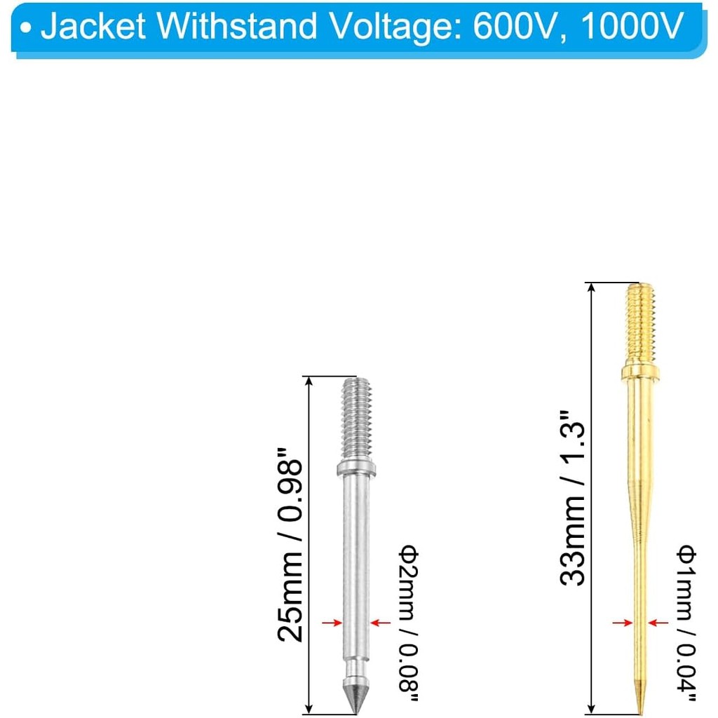 PATIKIL Test Probe Pin Set, 2 Set Copper Multimeter Test Lead Probe Pin Tip Needle for Electrical Ci