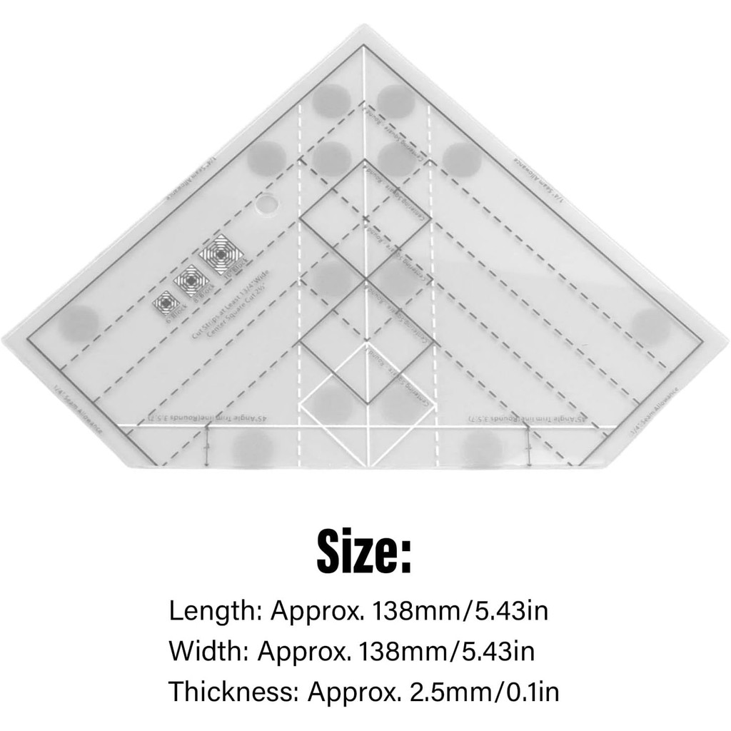 Mumusuki Grids Quilt Ruler, Acrylic Mini Pineapple Trim Tool Scale Quilting Ruler for Quilt Sewing P