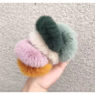 S0355 ยางรัดผมขนปุย ขนฟู นุ่มนิ่ม ขนาด 3นิ้ว ยางโดนัทรัดผมน่ารัก สีพาสเทล ผมนุ่มฟู แฟชั่นเกาหลี