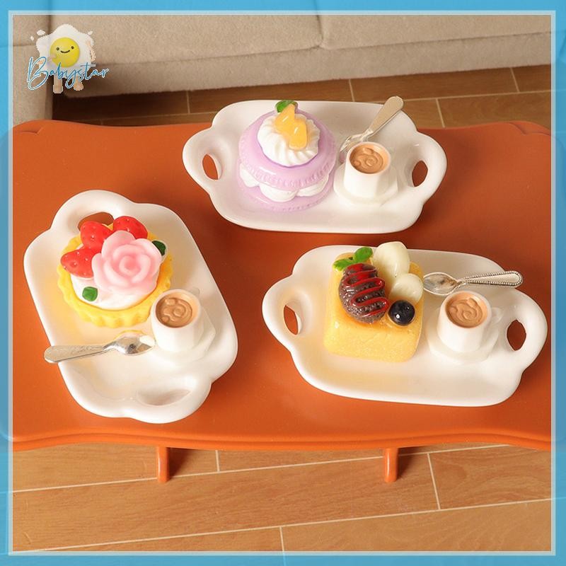 [Inthehot-t] 1:12 Dollhouse Afternoon Tea Coffee Cake Dessert Kit Dollhouse Simulation Food Decorative Dolls House Kitchen Accessories [ใหม่]