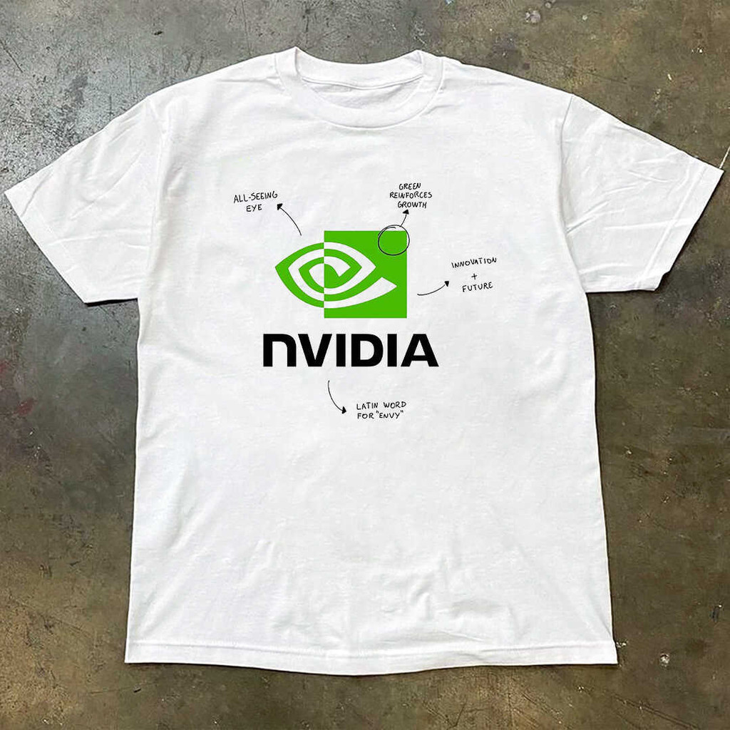 เสื้อยืดพิมพ์ลายตัวอักษร Nvidia ทำจากผ้าฝ้ายแท้ สีขาว ออกแบบคอกลมคลาสสิก พร้อมส่งทันที