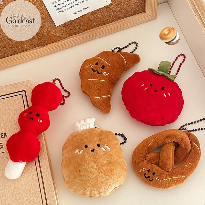 จี้ขนมปังครัวซองต์ Kawaii พร้อมพวงกุญแจน่ารัก สำหรับตกแต่งกระเป๋าและกุญแจรถ