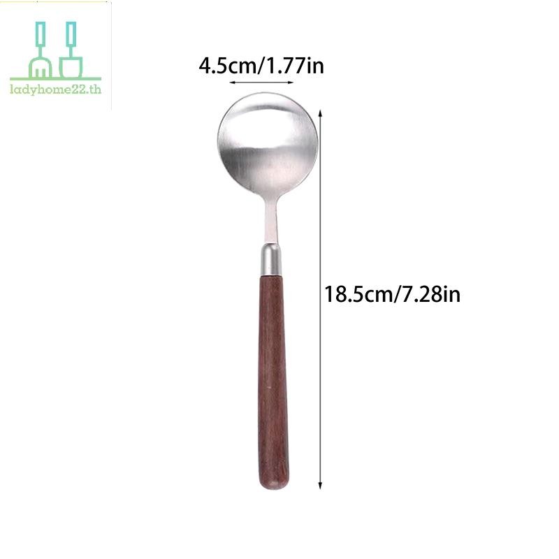 DOOULADY สแตนเลสช้อนซุปความคิดสร้างสรรค์แบบพกพาไม้ช้อนสําหรับไอศกรีมขนมหวาน Scoops Tablespoon อุปกรณ์ครัว TH - รูปที่ 3
