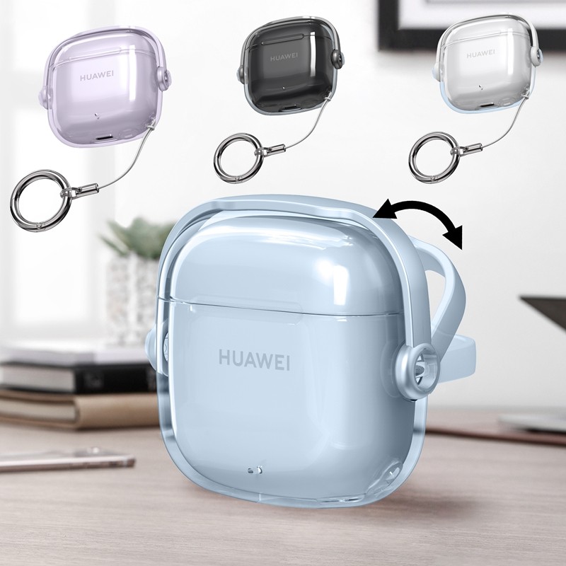 นุ่มใสพร้อมเชือกกันกระแทกเกาหลีเคสเรียบง่ายสําหรับ Huawei Freebuds SE 3 2 TPU โปร่งใสป้องกันหูฟังปลอก Freebud SE3 SE2 ฝาครอบ