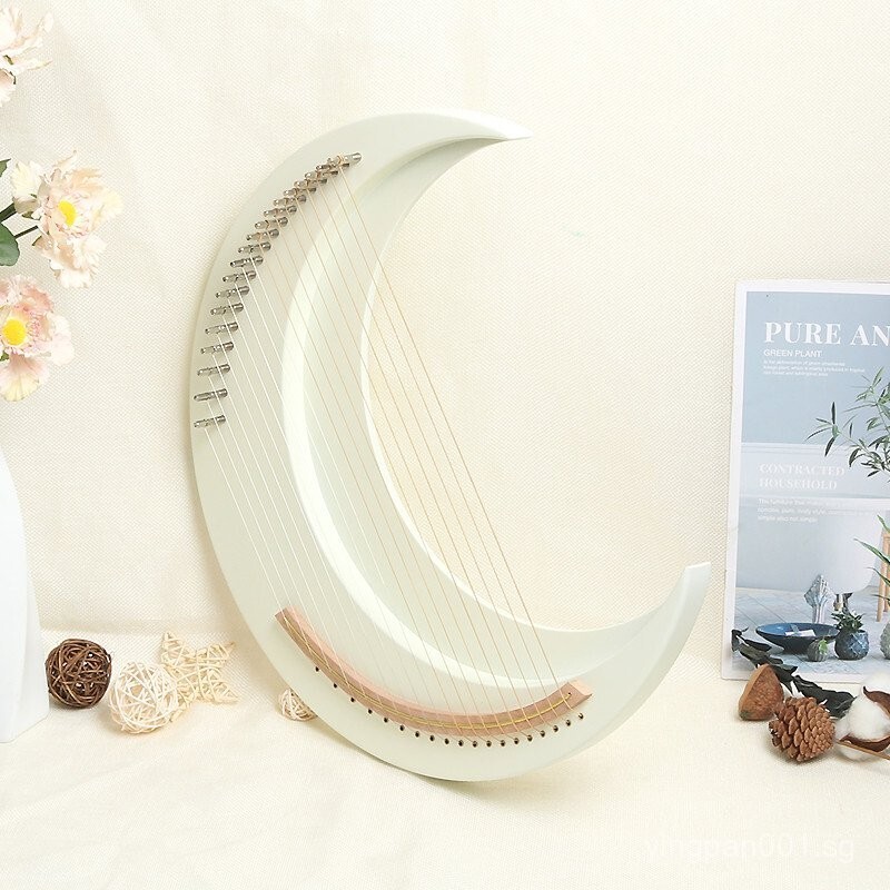 19Crescent Moon Harp Lyre Harp Lyre Harp สําหรับผู้เริ่มต้นเครื่องดนตรีสไตล์โบราณ Moon เริ่มต้น lyre