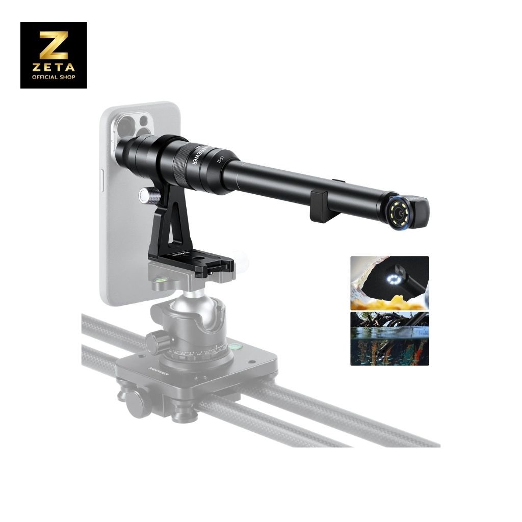 NEEWER LS-51 90° Macro Probe Lens เลนส์มือถือ ถ่ายใต้น้ำ แมลง ไฟ LED ระยะโฟกัส 18mm ขยาย 2X ฐาน Arca