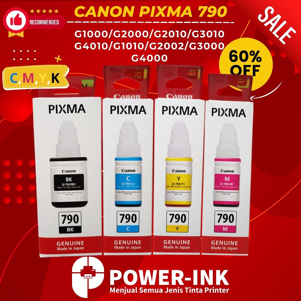 CANON PIXMA Gi 790 หมึก (1 ชุด) พรีเมี่ยมสําหรับ PRINTER SERIES G1000/G2000/G2010/G3010/G4010/G1010/