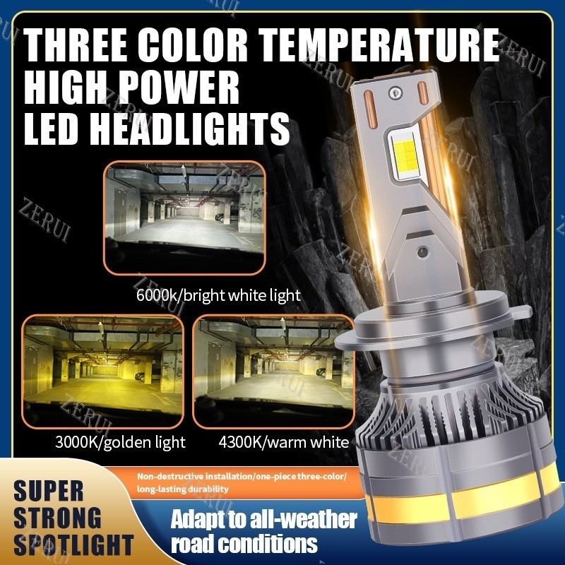 ZR สําหรับหลอดไฟหมอก Led H7 H4 H11 H1 9005 9006 29800ML 120W 6000k 4300k 3000k 12V 3 สีสําหรับรถยนต์