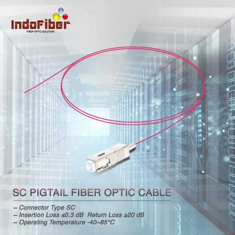 INDOFIBER Pigtail SC Simplex Multimode OM4 50/125um, 1 เมตร (LSZH)