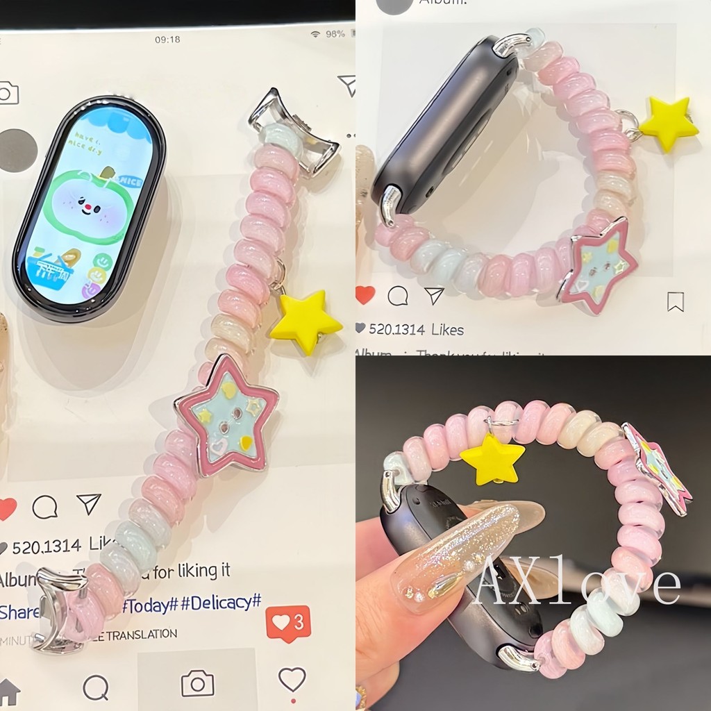 แฟชั่นสีลูกกวาดสายสําหรับ เสี่ยวหมี่ ไมล์ วงดนตรี 10 8 9 มือโปร 7 6 5 4 3 สร้อยข้อมือยางยืดสําหรับ ไมล์ วงดนตรี 9 8 อุปกรณ์ใช