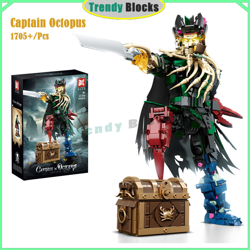 7068 Davy Jones Captain Octopus Building Blocks flying Dutchman ของเล่นของขวัญสําหรับเด็กชายและเด็กห