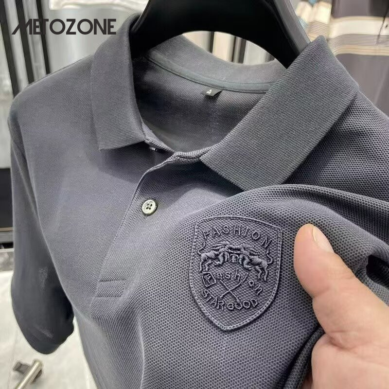 เสื้อโปโลผู้ชายแขนสั้น ออกแบบปกสไตล์ธุรกิจ สวมใส่สบาย และดูหรูหรา