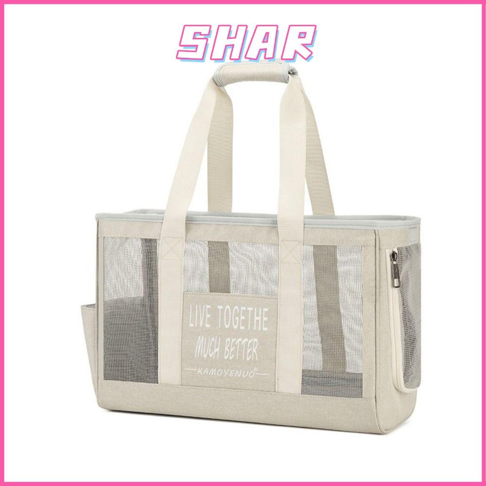 SHAR กระเป๋าสะพายสัตว์เลี้ยง สำหรับสุนัขและแมว ตาข่ายตาข่าย ระบายอากาศได้ พกพาสะดวก พับเก็บได้