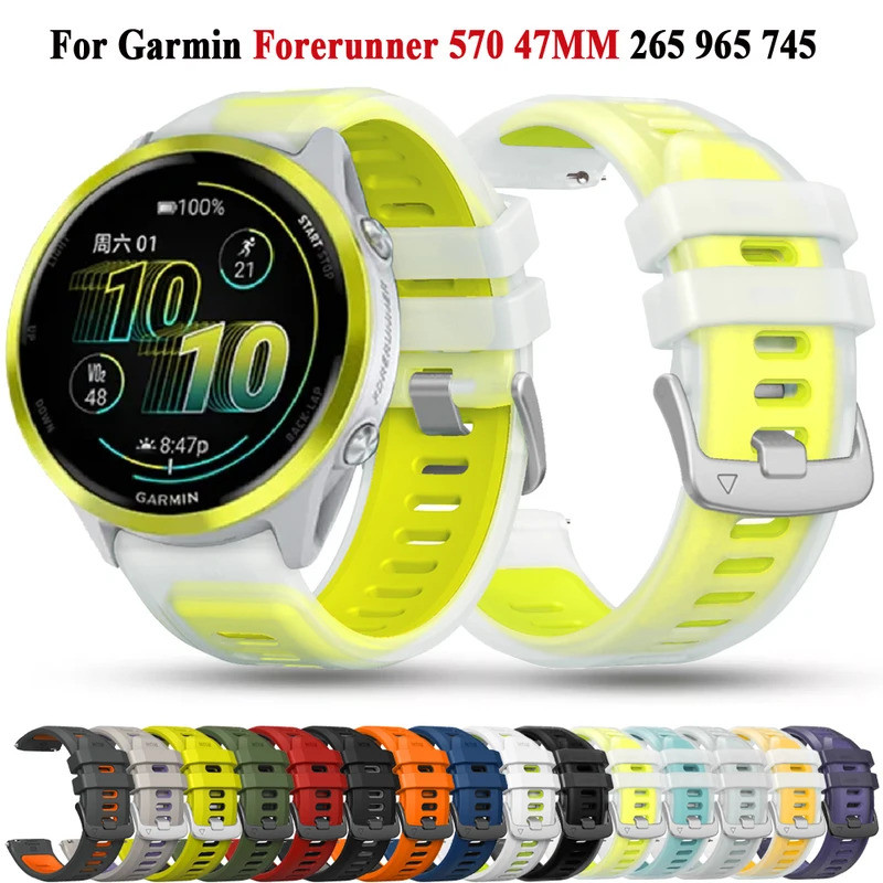 ซิลิโคน 22 มม.สําหรับนาฬิกา Garmin Forerunner 570 47 มม.265 255 เพลง 745 สร้อยข้อมือสําหรับ Garmin Venu 3/2 Vivoactive 4 กีฬาสายรัดข้อมือ