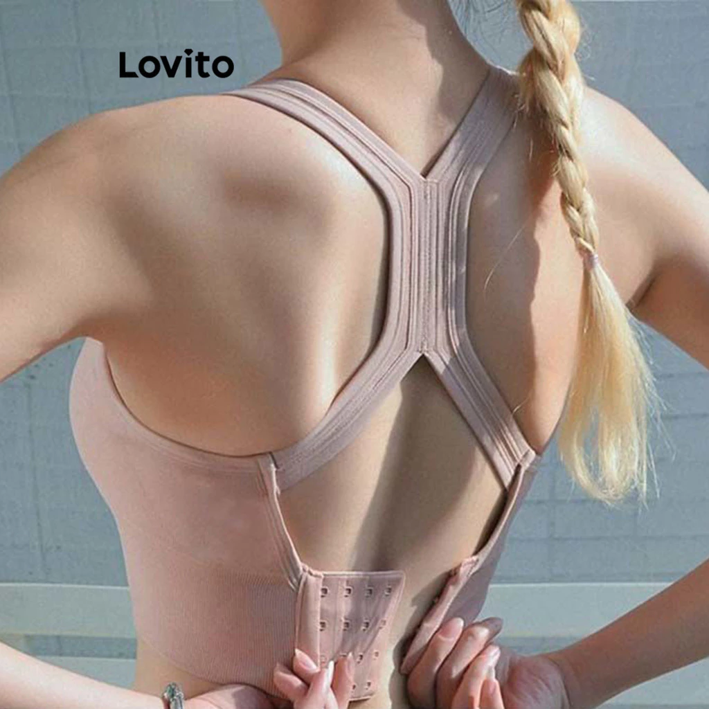Lovito Sports Bra สายผูกหลังไขว้ LNL47047 thumbnail 3