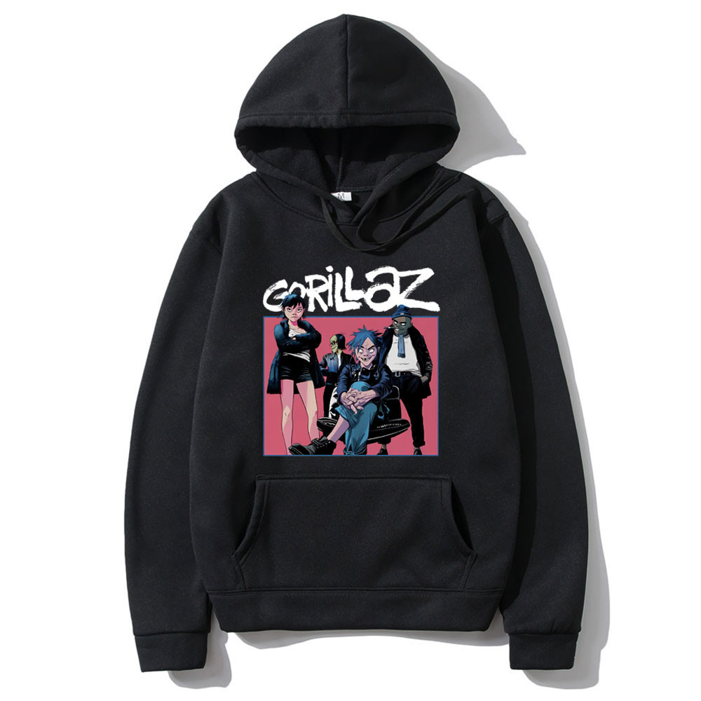 Virtual Bands Gorillaz Hoodie ฤดูใบไม้ร่วงฤดูหนาวผู้ชายผู้หญิง Vintage การ์ตูนสไตล์เสื้อกันหนาวชาย Hip Hop Rock Gothic