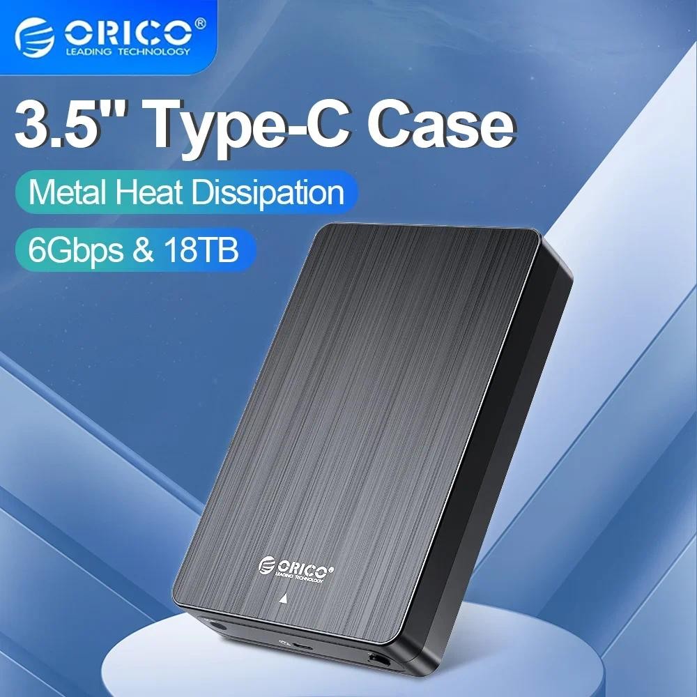 ORICO 3.5 "HDD Case SATA to USB C 6Gbps ฮาร์ดไดรฟ์ภายนอกสําหรับ 3.5 นิ้ว HDD Enclosure พร้อมอะแดปเตอ