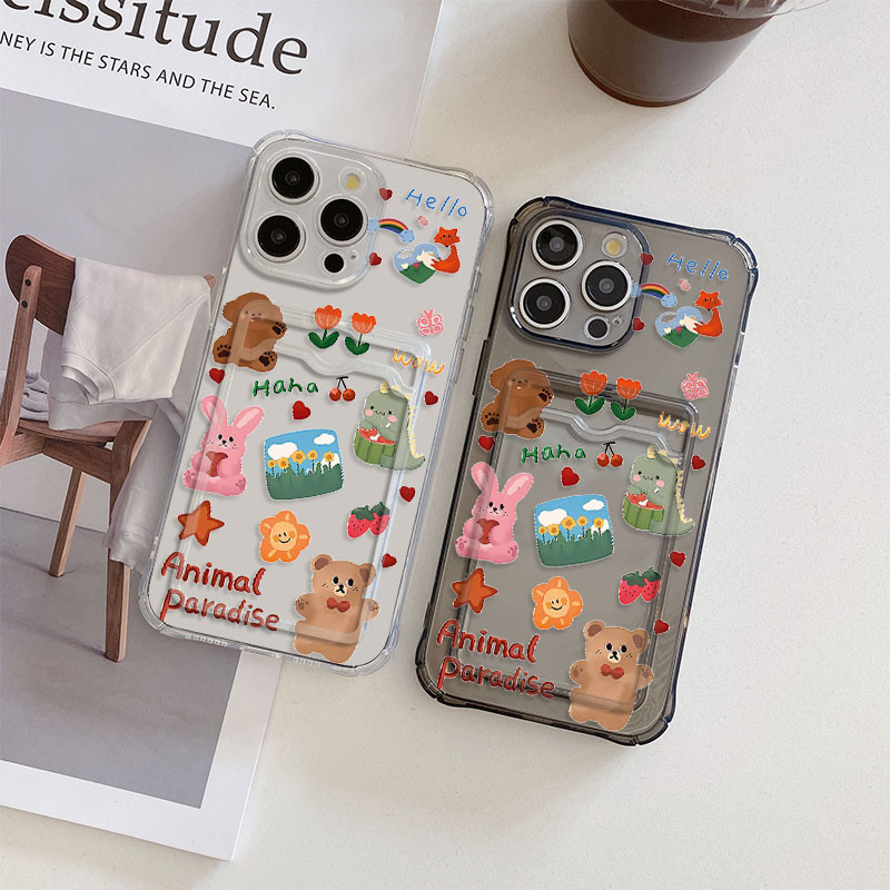 ช่องใส่การ์ด Softcase สัตว์รูปแบบสําหรับ Samsung Galaxy A06 A16 A05 A05s A15 4G A15 5G A25 A35 A55 A