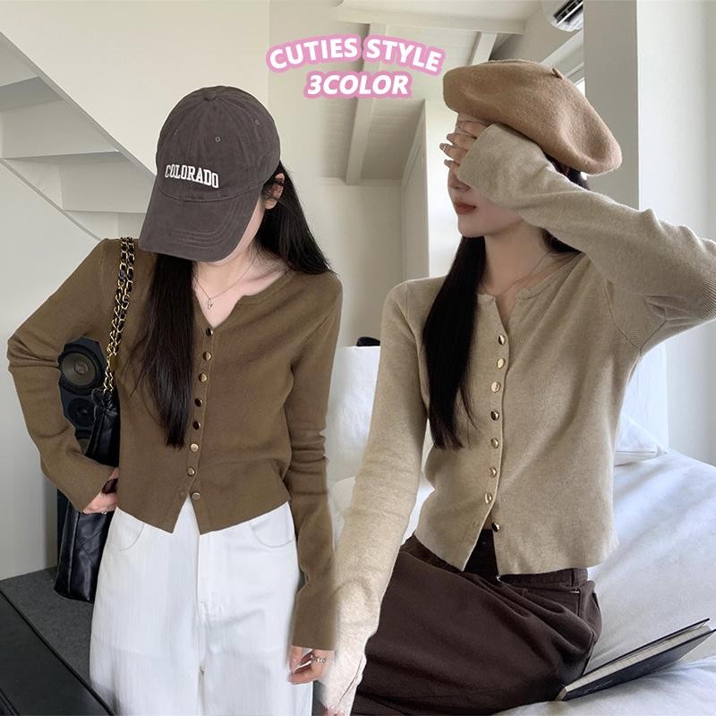 👚Anna👚เสื้อคาร์ดิแกนถักลายปักหัวใจ เสื้อกันหนาวไหมพรมผู้หญิง คอกลม กระดุมรูปหัวใจ เสื้อสเวตเตอร์แขนยาว 88026