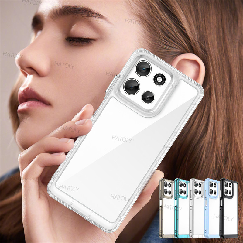 สําหรับ Motorola Moto G56 กรณี Motorola Moto G56 ฝาครอบ Anti-Scratch กันกระแทก Clear PC + ซิลิโคนฝาค