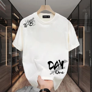 Basi💥เสื้อยืด oversize unisex สตรีทแฟชั่น โคตรนุ่ม เสื้อ cotton 100% ไม่หดตัวลาย เสื้อไม่ยับ ลาย "DAY ONE"