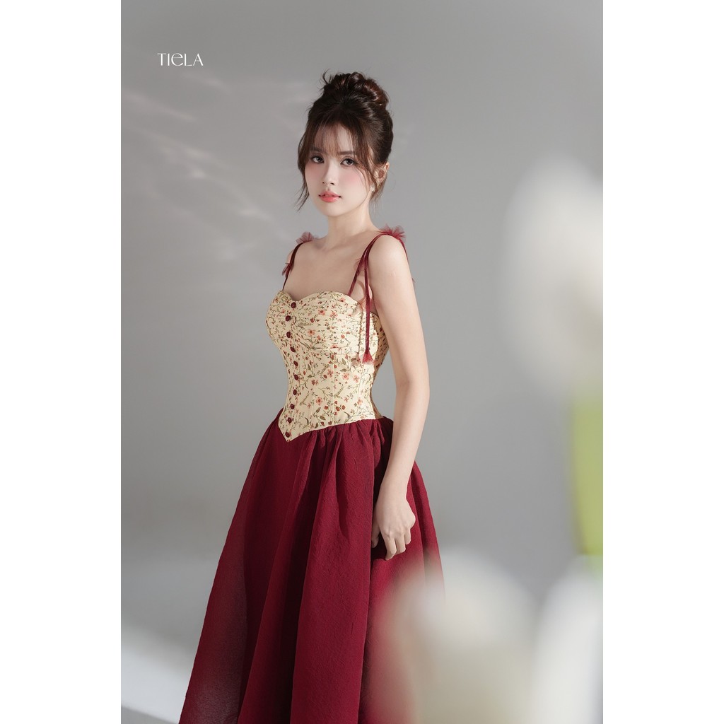 TIELA Red Floral Dress-Claire Dress