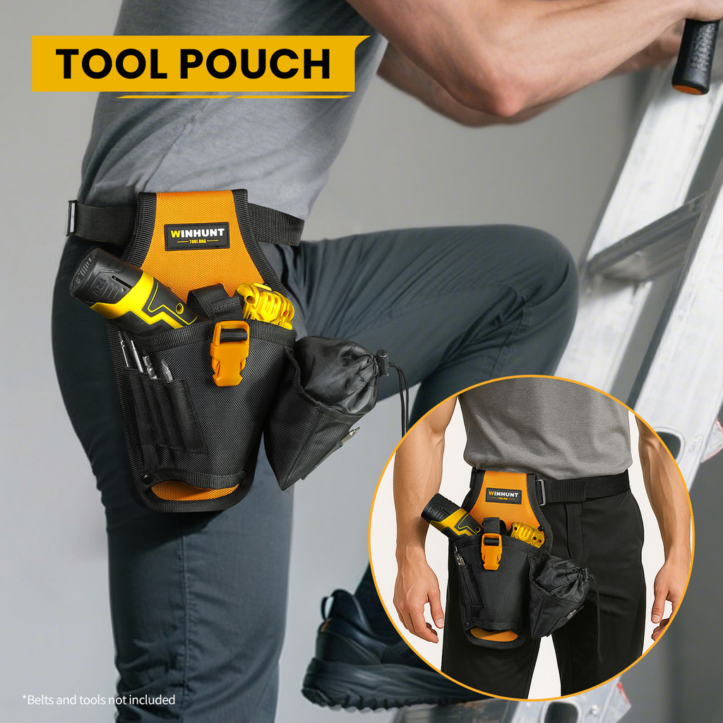Winhunt Tool Pouch Premium Professional Multi-Pocket Organizer 1680D Heavy-Duty Angled Drill Holster