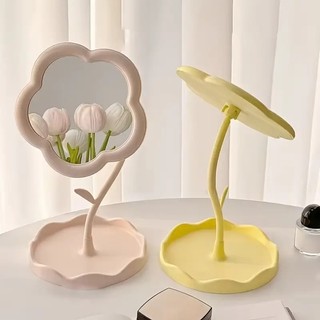 Portable Flower Mirror Makeup Mirror Cute desktop Dressing Table Mirrors aesthetic HD Vanity Mirror