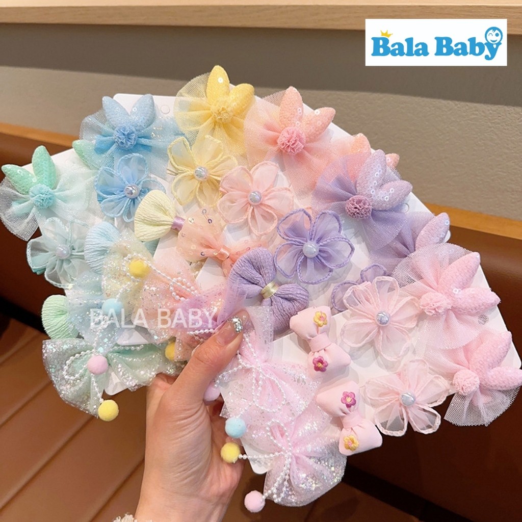 กิ๊บติดผม ดอกไม้โบว์ เครื่องประดับผม กิ๊บติดผมเด็กเซ็ต 8 ชิ้น CJ29