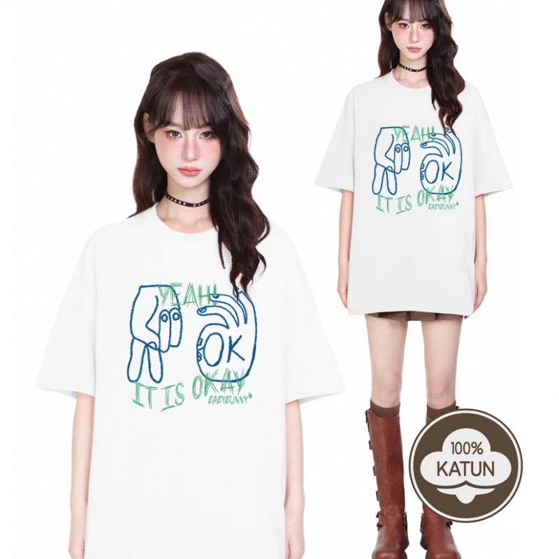 KATUN เสื้อยืด Unisex Daily ผ้าฝ้าย ลายมือ -AQUIP สีดํา&ขาว ทุกขนาด