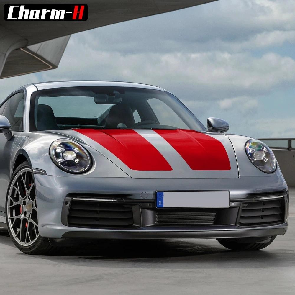 รถ Hood สติกเกอร์ Racing Stripes Bonnet Decal Kit สําหรับ Porsche 911 997 996 GT3 GT2 RS สติกเกอร์ไว