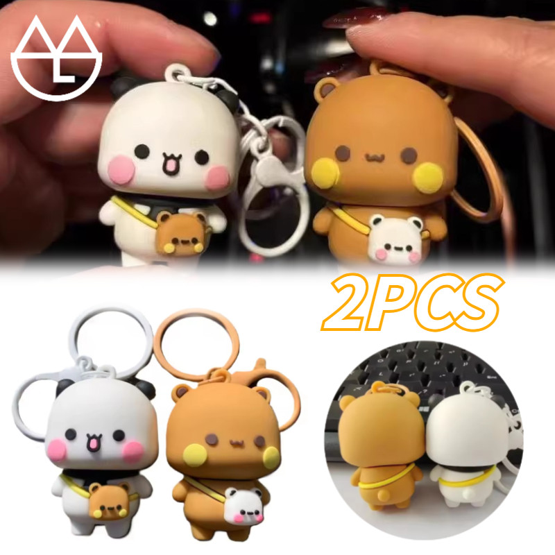 GANTUNGAN 1 ชุด/2 ชิ้นพวงกุญแจ Bubu และ Dudu 2 ชิ้นพวงกุญแจ Bubu และ Dudu Minifigure น่ารักพวงกุญแจเ