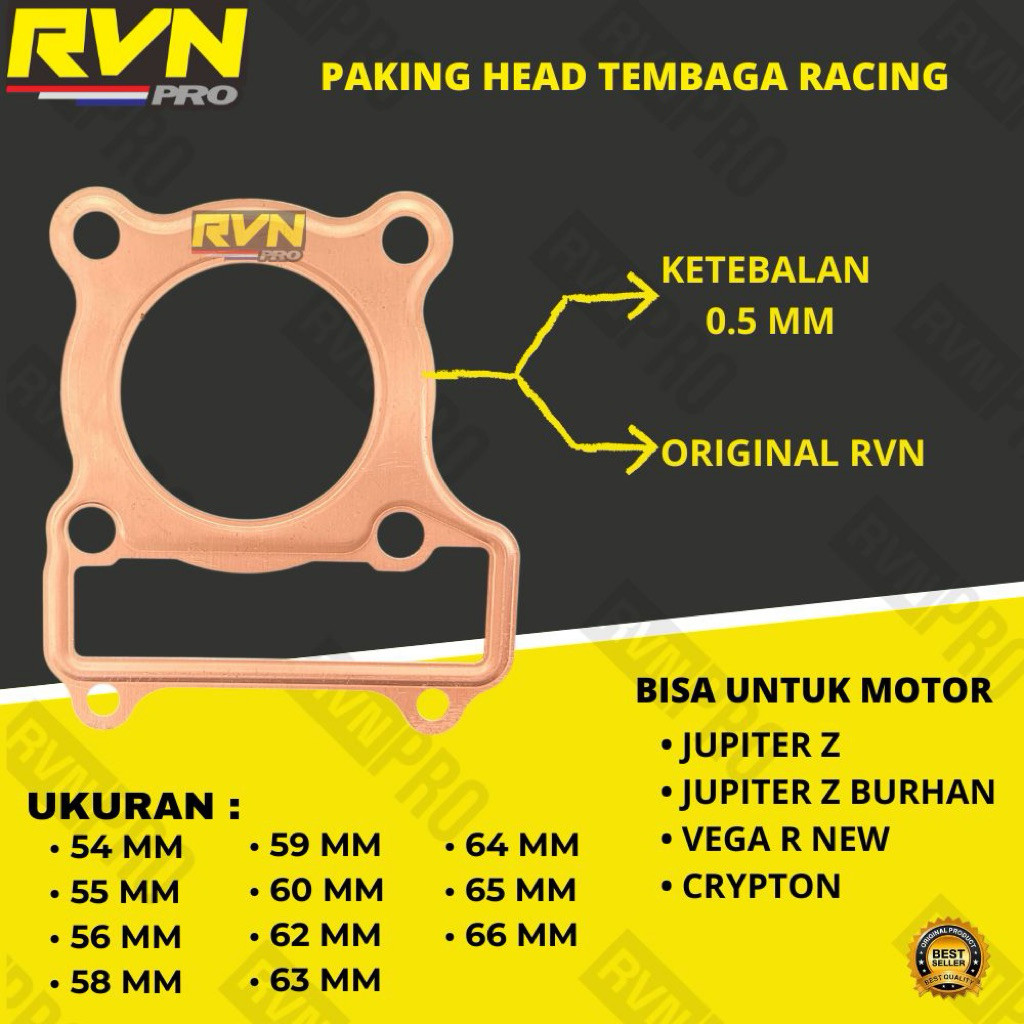 RVN PERPAK GASKET PACKING BLOCK HEAD COPPER JUPITER Z VEGA CRYPTON JUPITER Z BURHAN VEGA R ใหม่ 53 5