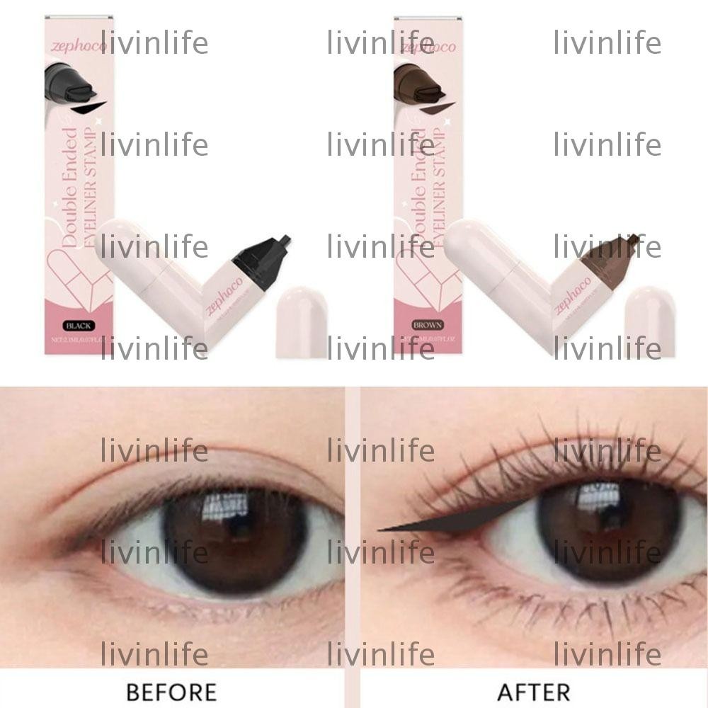 LIVINLIFE Eyeliner Stamp, กันน้ํา Quick Dry Eye Liner Stamp, สีดําแบบพกพาใช้งานง่ายอายไลเนอร์แสตมป์ป