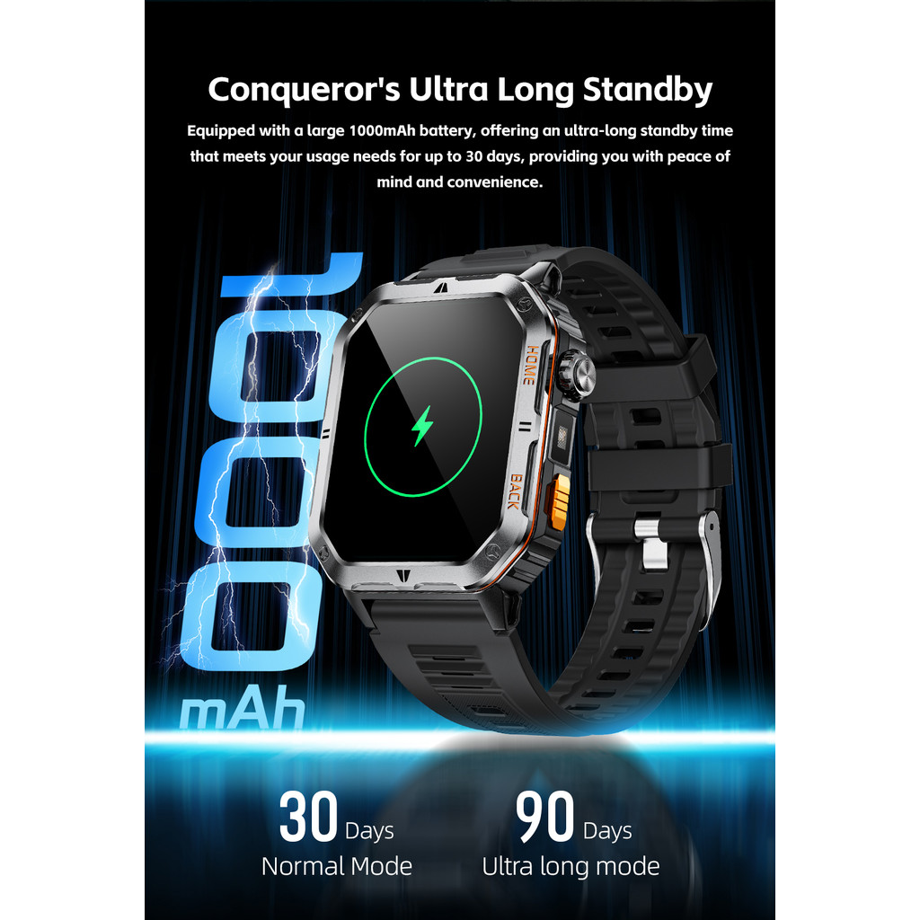 2025 ใหม่กลางแจ้งสมาร์ทนาฬิกาผู้ชายผู้หญิง1000มิลลิแอมป์ชั่วโมงแบตเตอรี่สแตนด์บายนานพิเศษ3ATMกันน้ําบลูทูธโทร2.01จอแสดงผล สบายใจกีฬาออกกําลังกายส - รูปที่ 4