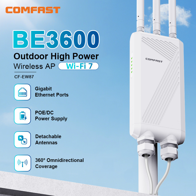 Comfast WiFi7 BE3600 กลางแจ้งไร้สาย AP 2.4 และ 5.8GHz WiFi Access Point 360° WiFi Omnidirectional Co