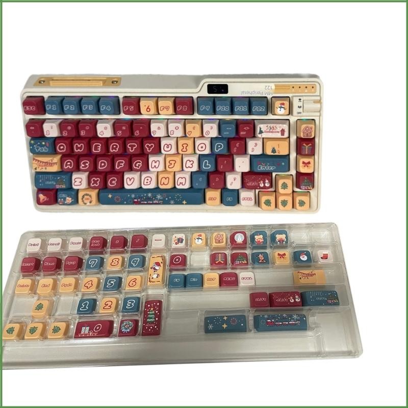 BON Christmas Keycap MDA Profile Heat Sublimated Keycaps ระเหิด PBT หนาสําหรับคีย์บอร์ดแบบกลไก Keyca