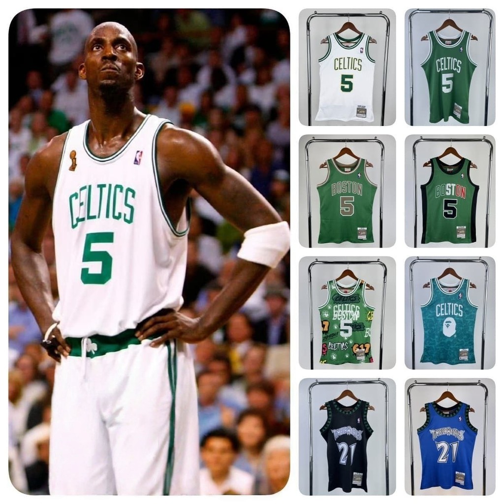 เสื้อบาสเก็ตบอล MN Retro Celtic หมายเลข 5 เสื้อกันเหงื่อแห้งเร็วสำหรับเล่นกีฬา