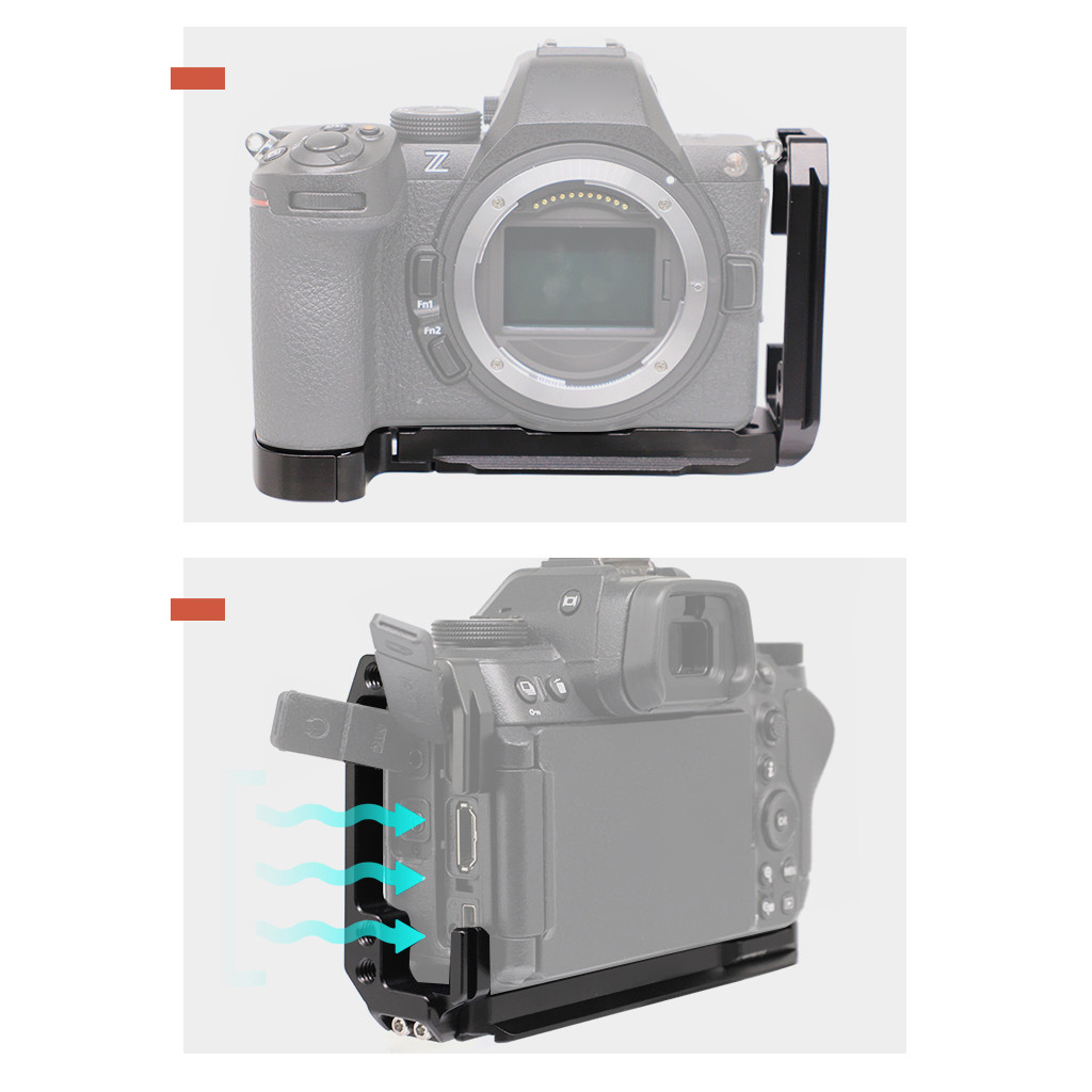 อลูมิเนียมสําหรับ NIKON Z5/Z6/Z7/Z6II/Z7II/Z6III พร้อม Cold Shoe Mount 1/4 และ 3/8 นิ้วสกรูหลุม Full
