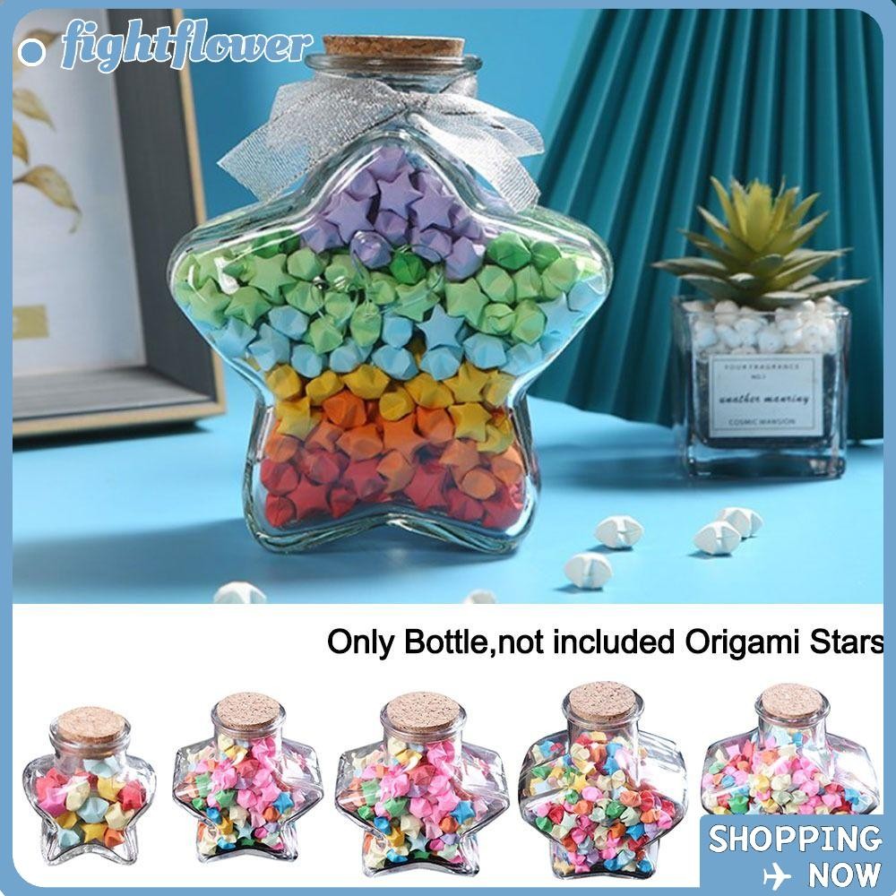 FIGHT Wishing Bottle, Craft Origami Stars Glass Bottle, DIY Stars Shape Pentagram Storage Bottle Hom