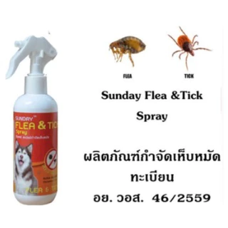 สเปรย์กำจัดเห็บหมัด สุนัข Sunday Flea & Tick Spray อย. วอส. 46/2559