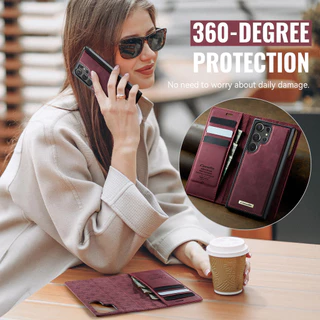 หรูหรา 2-in-1 ไร้สายชาร์จหนังสําหรับ Samsung Galaxy A57 S26 S25 FE S25 EDGE S21 S22 S23 S24 S25 ULTRA PLUS S23FE S24FE Flip กระเป๋าสตางค์กันกระแทกกรณีป้องกันปลอก