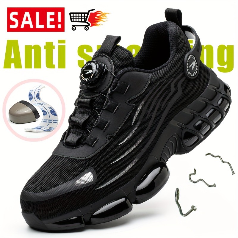 รองเท้านิรภัยหัวเหล็ก กันกระแทก-เจาะ ปุ่มหมุนปรับระดับ ระบายอากาศดี ใช้ได้ทุกฤดู