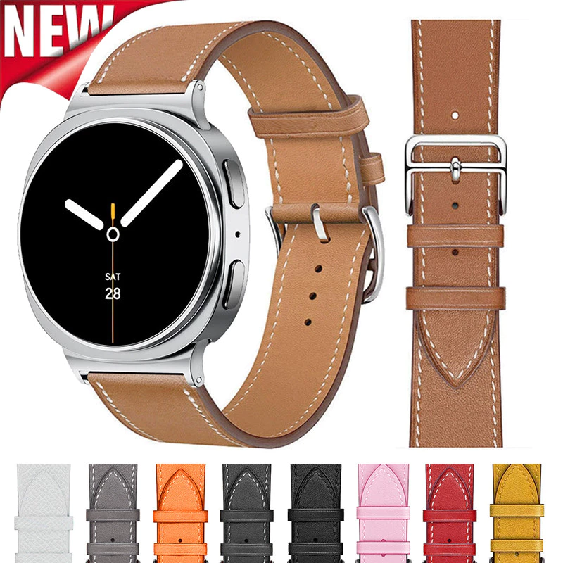 สายหนังสําหรับ Samsung Galaxy Watch 8 40/44 มม.8 คลาสสิก 46 มม.ผู้หญิงสายรัดข้อมือสร้อยข้อมือสําหรับ Galaxy Watch Ultra 47 มม.สายนาฬิกา