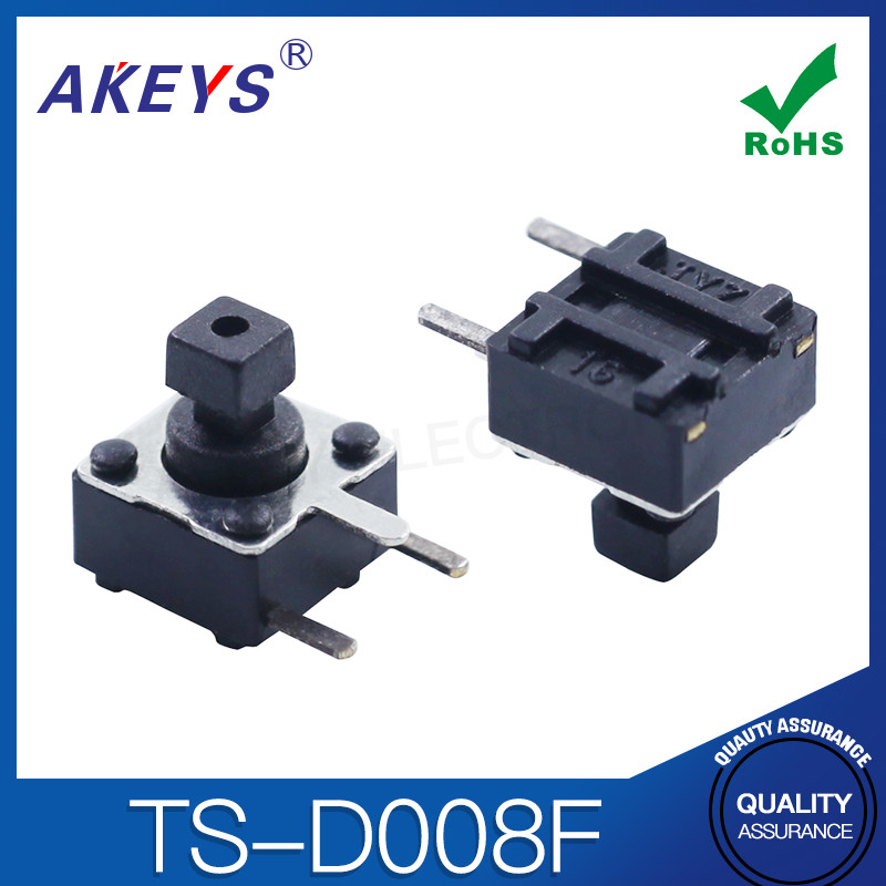 20pcs TS-D008F 6*6*7.3 Edge 3 pin light Touch microswitches สีดําหัว squared เคล็ดลับด้านข้างแทรก 3 
