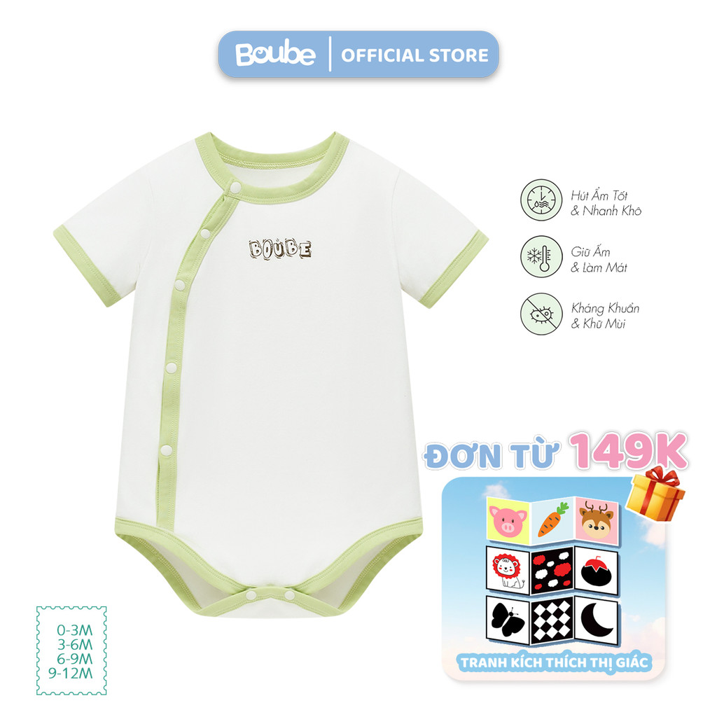 ชุดจั๊มสูททรงสามเหลี่ยมบอดี้ชิพกระดุมไขว้ขอบสีเขียวอะโวคาโดสําหรับเด็กแรกเกิดเด็กผู้ชายเด็กผู้หญิง โ