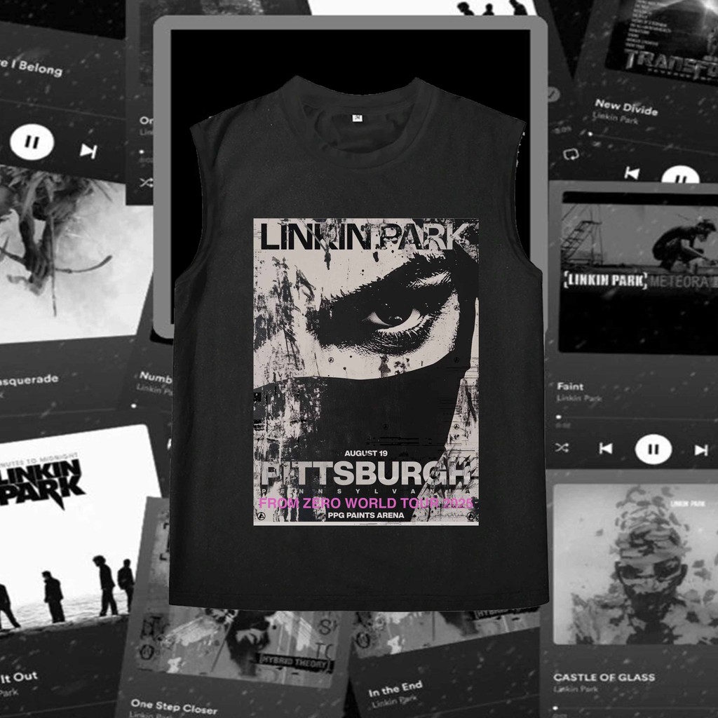 Linkin Park Live in Pittsburgh Tank เสื้อกล้ามสายร็อกสุดเดือด! Linkin Park เวที Pittsburgh แรงสะใจแฟ