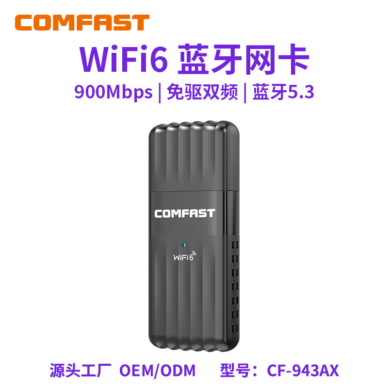 COMFAST CF-943AX ไดรฟ์ฟรี Mini USB Bluetooth 5.3 การ์ดเครือข่ายไร้สาย 900M คอมพิวเตอร์ตัวรับสัญญาณไร