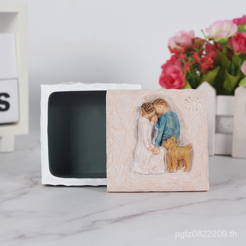 สร้อยคอที่ไม่ซ้ํากันกล่องเก็บสร้างสรรค์โกลเด้นไฟฉายแหวนนอร์ดิกกล่องเครื่องประดับเรซิ่นสไตล์เรียบง่าย