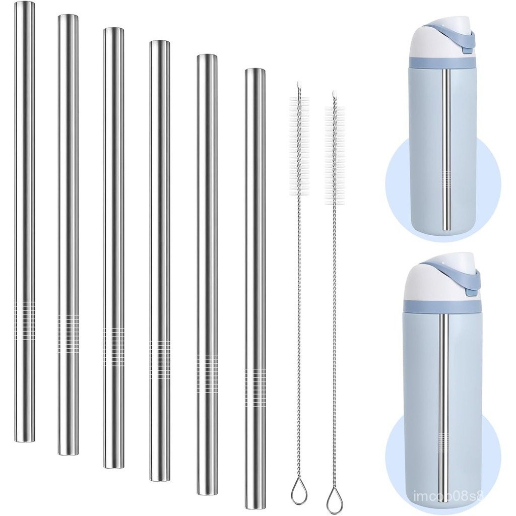 6 PCS เปลี่ยนหลอดโลหะสําหรับ Owala Freesip 12oz 14oz 16oz 19oz 24oz 32oz 40oz ขวดน้ํา, หลอดสแตนเลสแบ